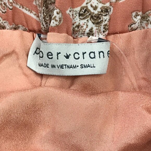 Paper Crane Paisley Skirt Women's Small Peach, Neutral Lined Tie Elastic Waist - Picture 5 of 10